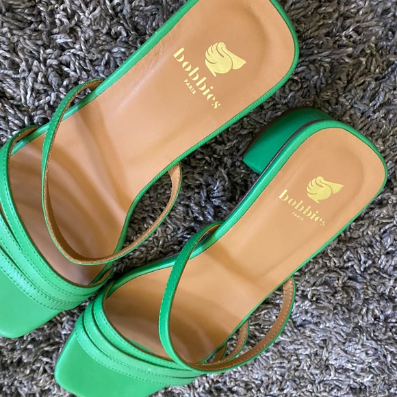 NEW Bobbies leather green sandal heels size 36 USA 5.5/6 - Picture 11 of 13
